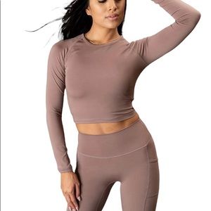 Paragon Naked Long Sleeve Crop Top in Dusty Mauve Size Small